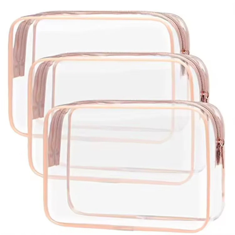 Wholesale Custom Clear Zipper Travel Pvc Cosmetic Bags & Cases Transparent Bag Make Up Bag