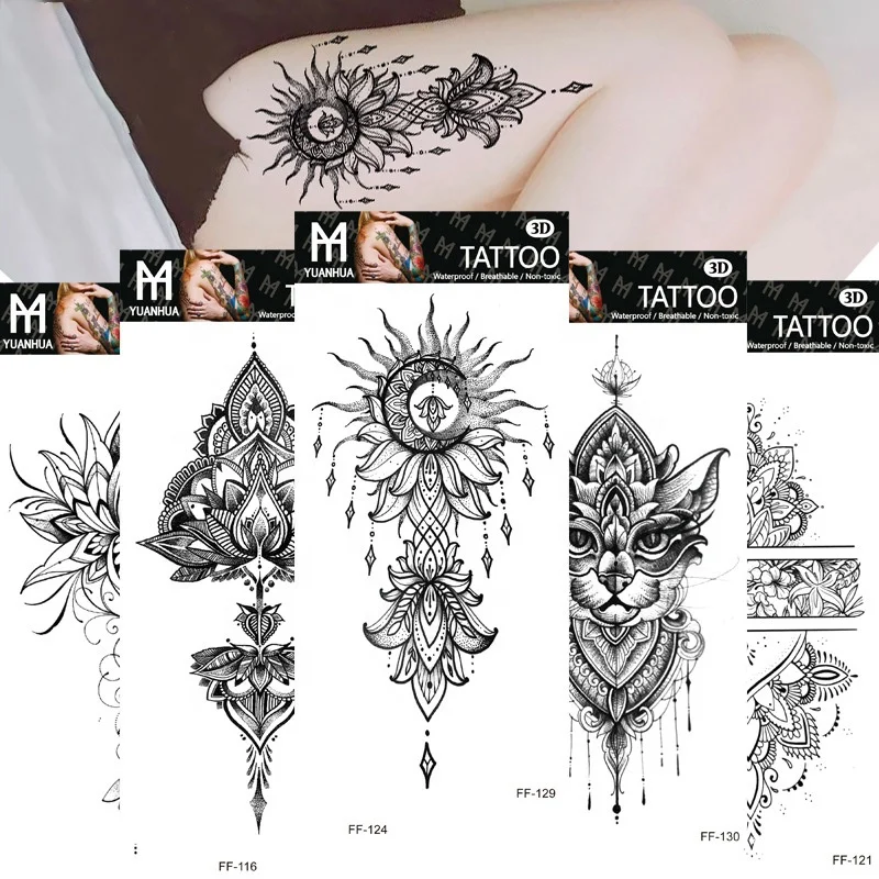 Waterproof tattoo stickers factory spot wholesale wolf head totem Arabic text tattoo stickers