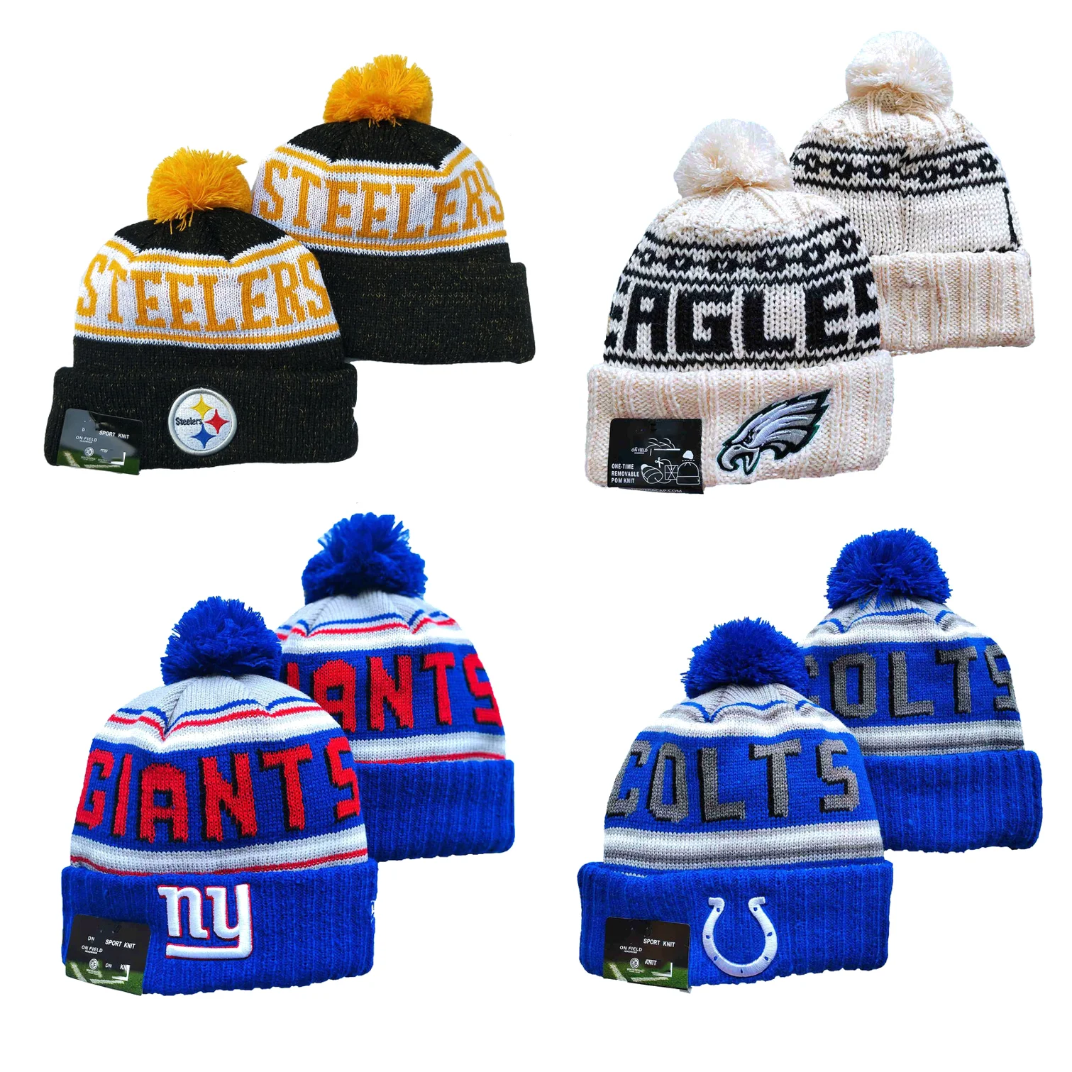 In stock new embroidery logo American USA knit football team cap era beanie winter hats for 32 teams