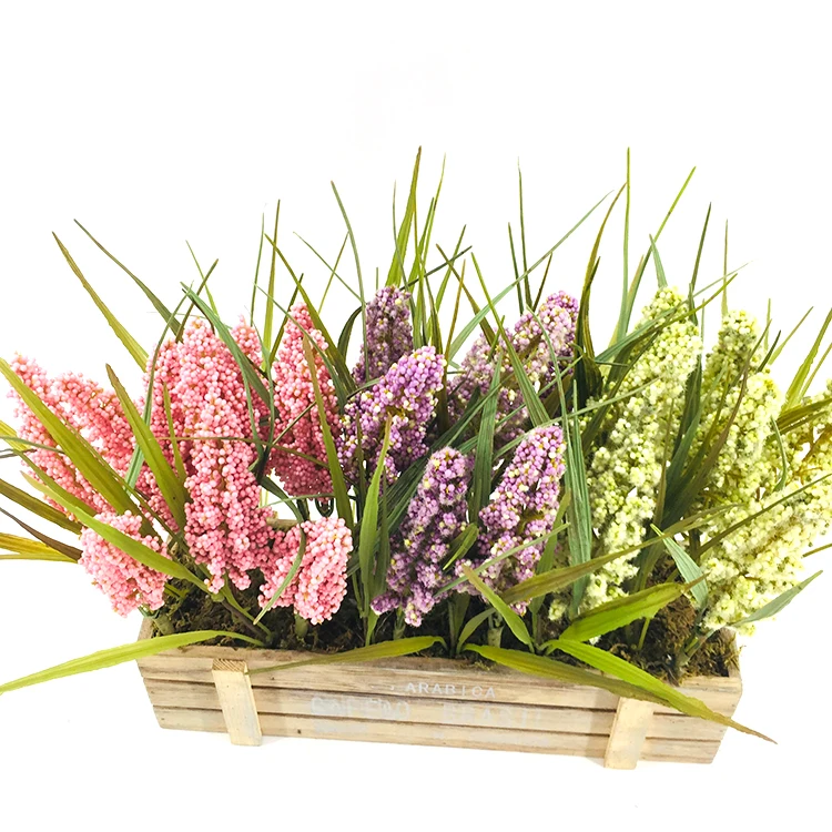 Wholesale New Design Indoor Wheat Artificial Beautiful flowers in spring