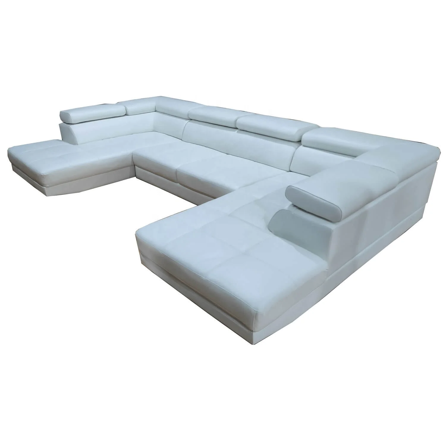 White U Shape Couch Living Room Furniture Wholesale Price Leather Lawson Sofa Set With Stock Can Deliver Immediately