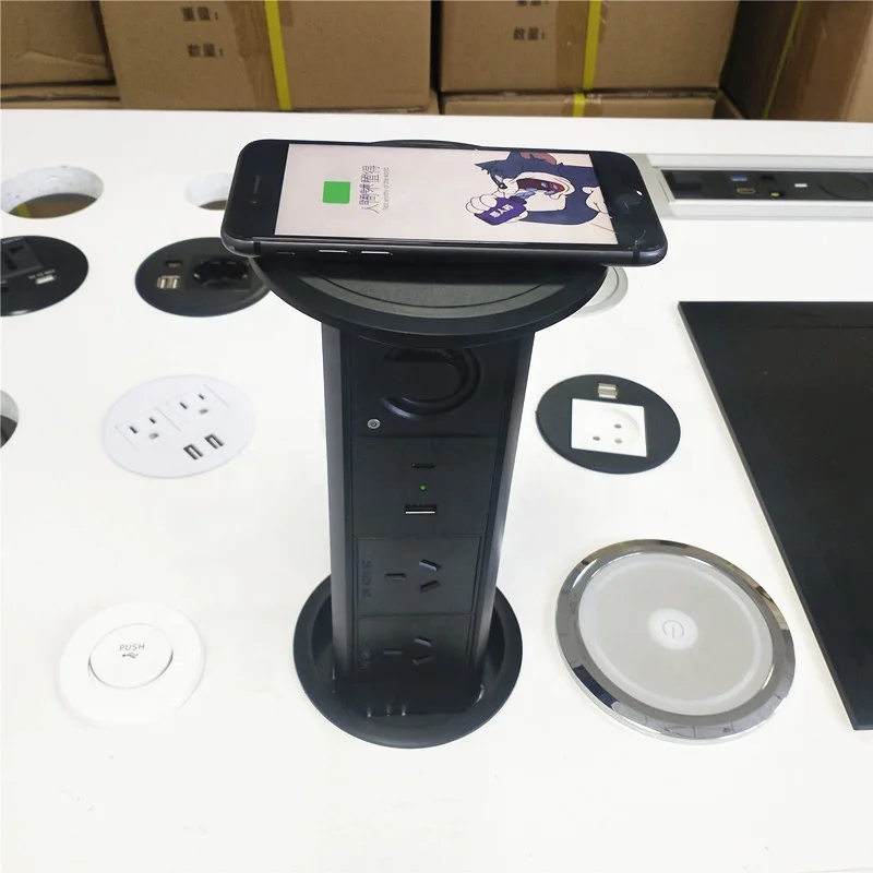 3 AC AU выход USB A + USB-C моторизованный кухонная столешница Pop Up мощность акустическая система беспроводной разъем для зарядного