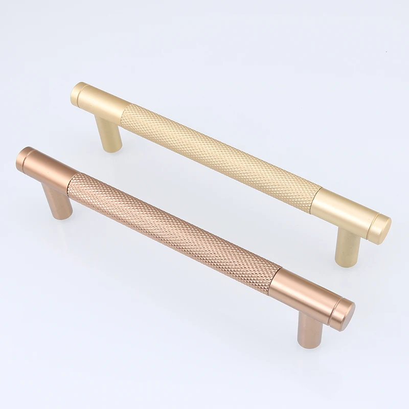 Customized Simplicity Solid Gold Colour Furniture Handle Luxury Matte T-Shape Bathroom Cabinet Wardrobe Handle