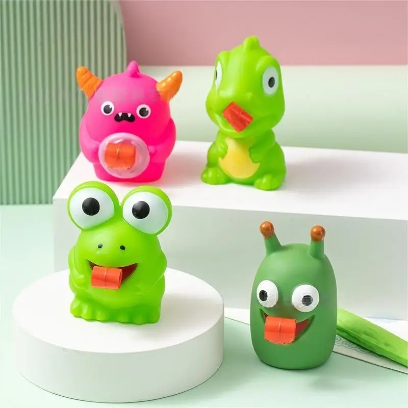 Cartoon Cute Frog Dinosaur Monster Tongue Out Squishy Toys Funny Decompression Squeeze Talking Toys Slow Rebound Squishes Toys