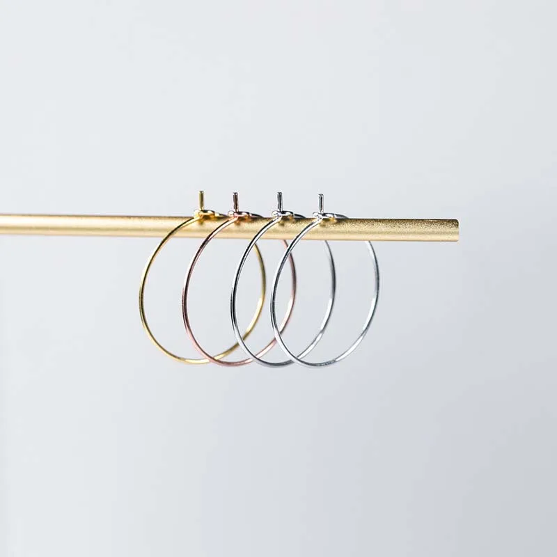 Hot Selling Jewelry Finding Sterling Silver Circle Ring Simple Ear Hoop Earrings Wire