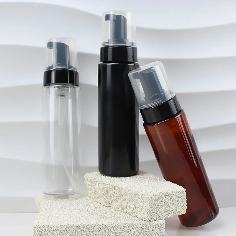 250ml Plastic PET Liquid Soap Bottles Packaging White Black Amber Foam Pump Bottle Soap