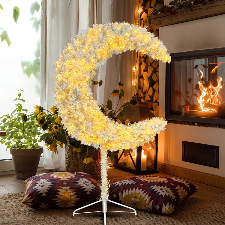 Hot Sale Islamic 6ft PVC Artificial White Moon Tree Eid Ramadan Decoration Moon Tree For Indoor