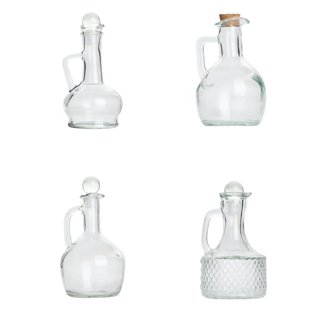 Food Grade Oil Glass Bottle With Pouring Spout Table Oil Bottle Soy Sauce Vinegar Glass Oiler With Cork Lid