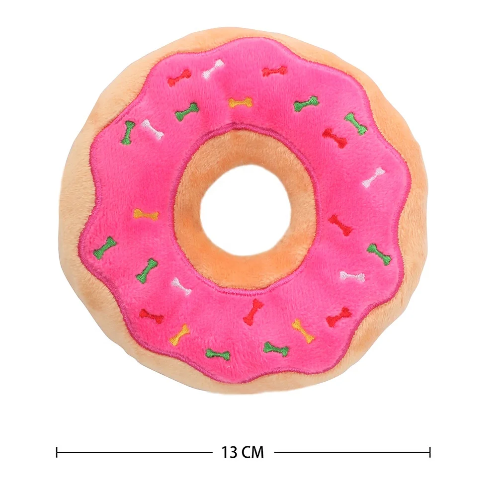 2024 New style donut squeaky wholesale dog toys custom plush dog toy