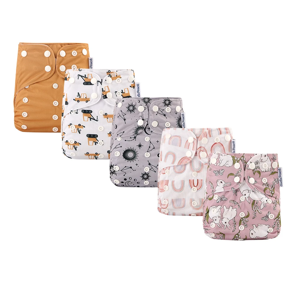 Coola Peach baby cloth diaper with insert overnight reusable cloth diapers set for babies