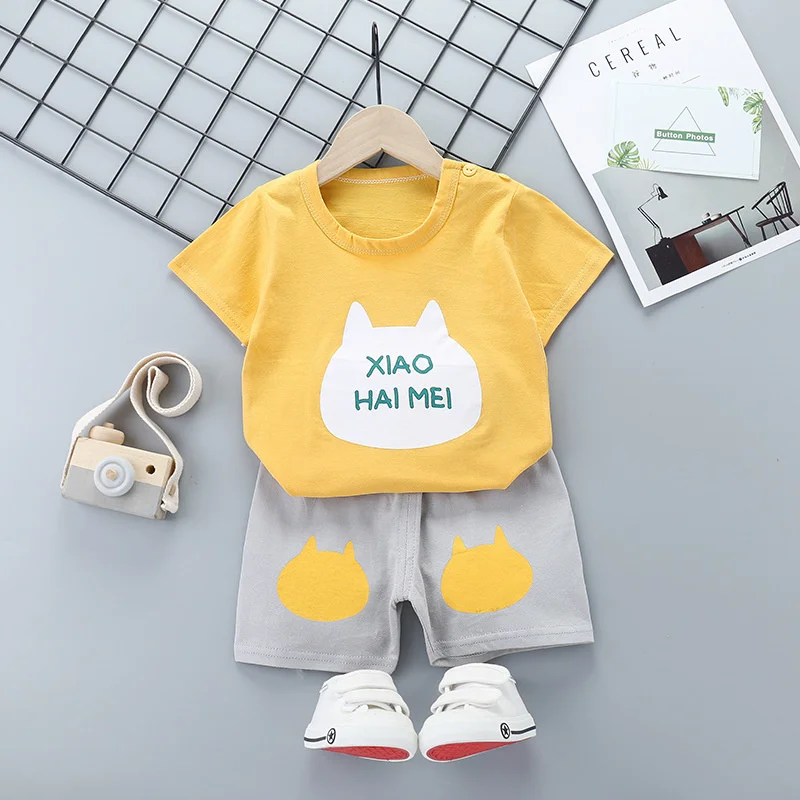 baby boy clothes outfits cartoon print T shirt pocket short pants 2 months to 4 years old toddler boys clothing sets summer