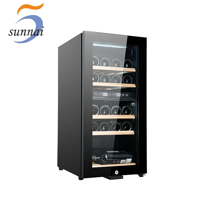 Wholesale 24 Bottle Freestanding Small Champagne Refrigerator Two Zone Wine Cooler
