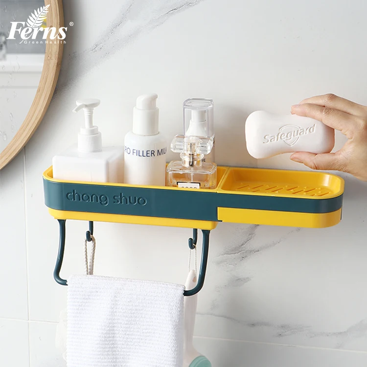 Eco Friendly Plastic Storage Shelves Wall-Mounted No Drilling Bathroom Organizer Bathroom Plastic Shower Basket