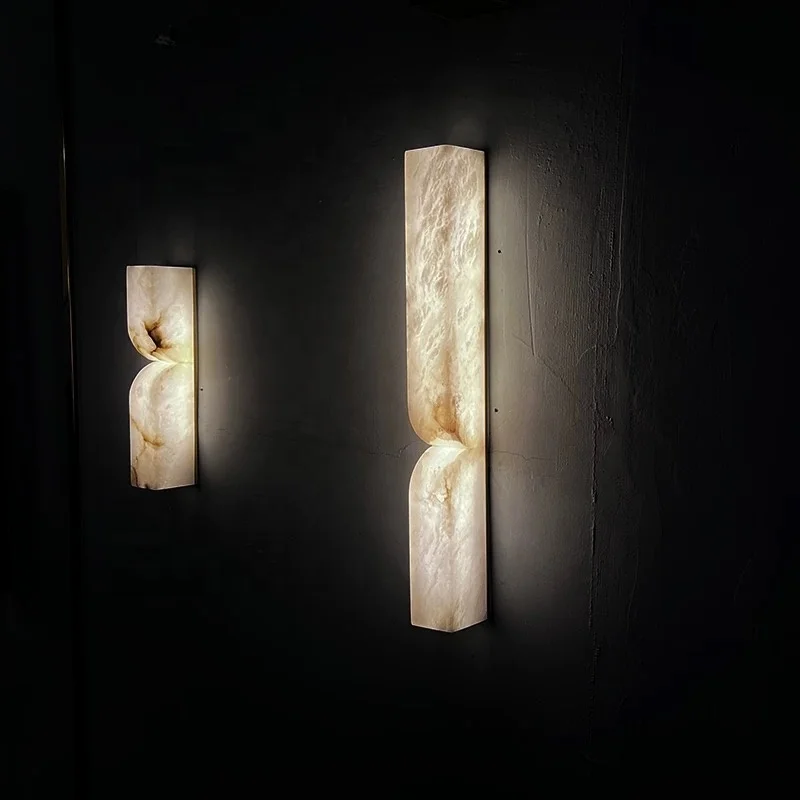 custom cheap good price alabaster wall light Modern American Design Stone LED Wall Lamp Hallway Bedroom Light Mounted Sconce
