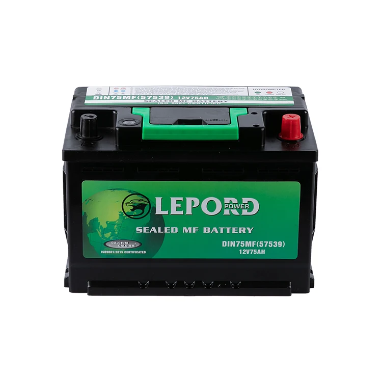 German standard car battery 12V DIN75/57539/DIN80 75AH  lead acid  auto batteries battery car 12V