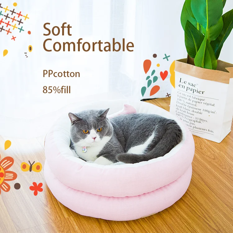 
Wholesale Custom Luxury Soft Plush Warm Pet Bed Cushion Sofa Donut Round Cat Dog Bed 