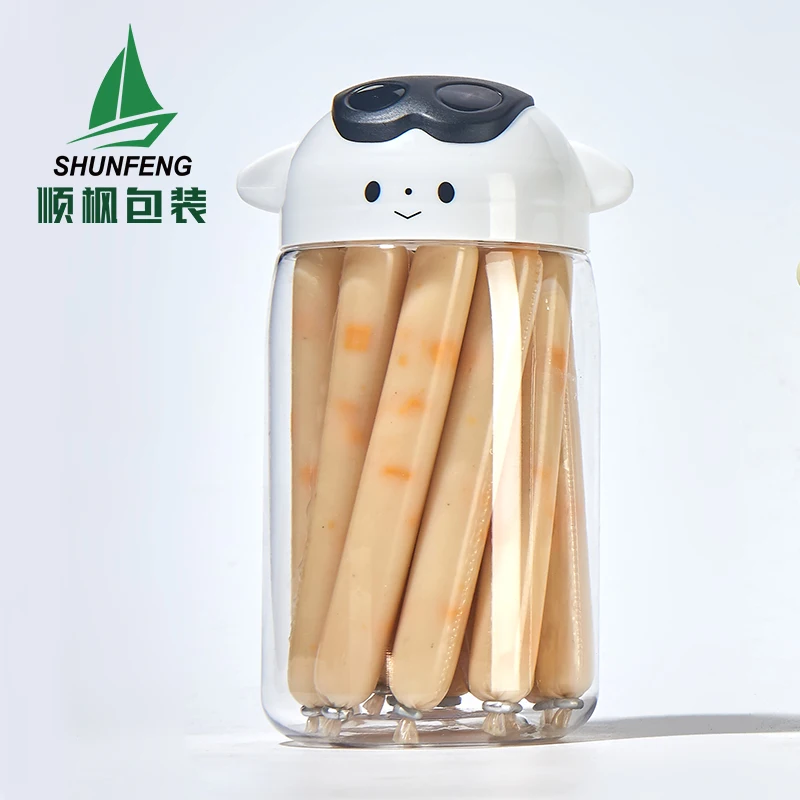 wholesale clear empty 50g 350ml 500ml 800ml 4oz 8 oz 16 oz Kids Snacks cookie Lovely storage Plastic food Jars with screw lids