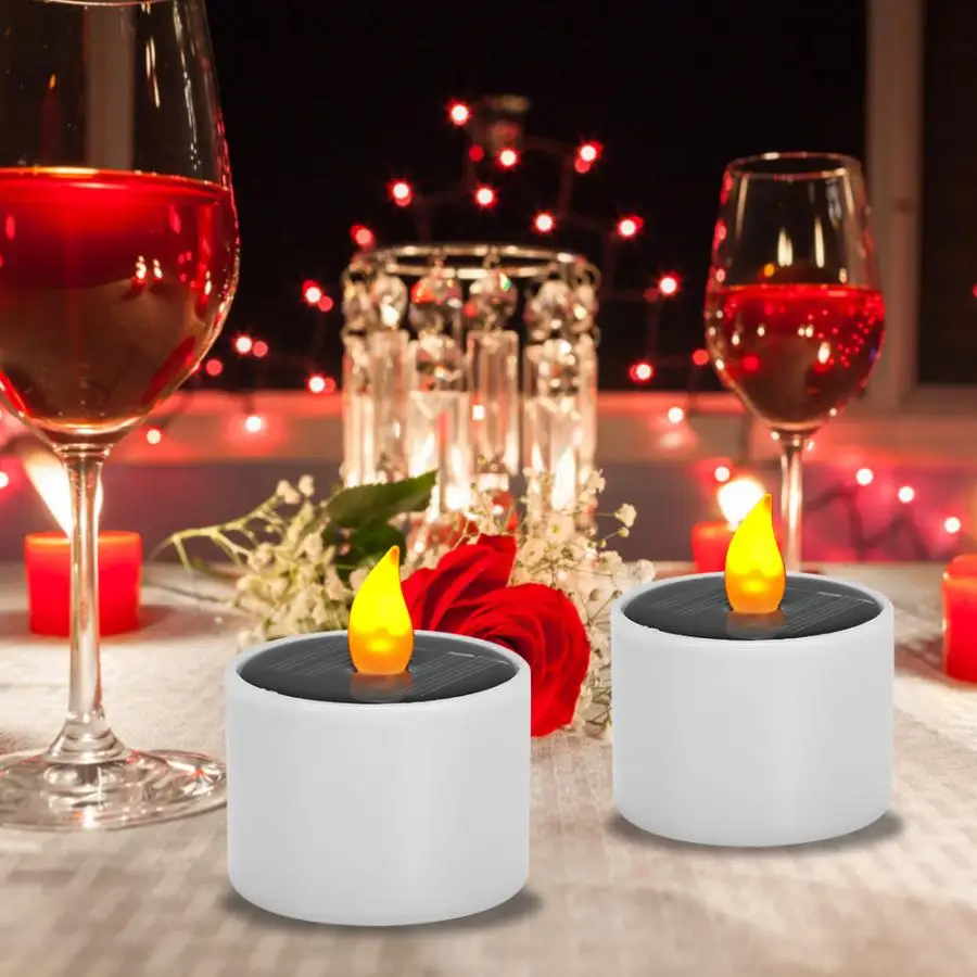 Hot Sale Yellow Flameless Solar Power Led Tea Lights For Outdoor Party Home Garden Decoration Waterproof Solar Led Lighting