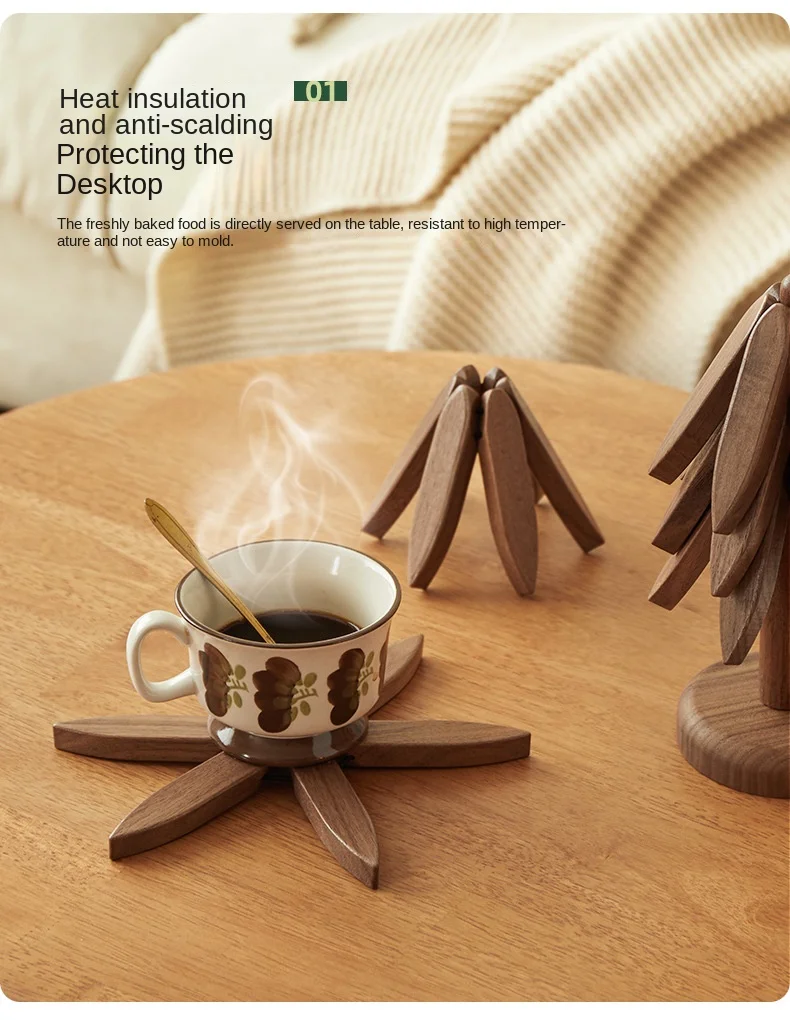 Black Walnut Wood Heat Insulation Mat Solid Wood Small Tree Coaster One Tree Anti-Scalding Placemat Log Saucer Cute Engraving