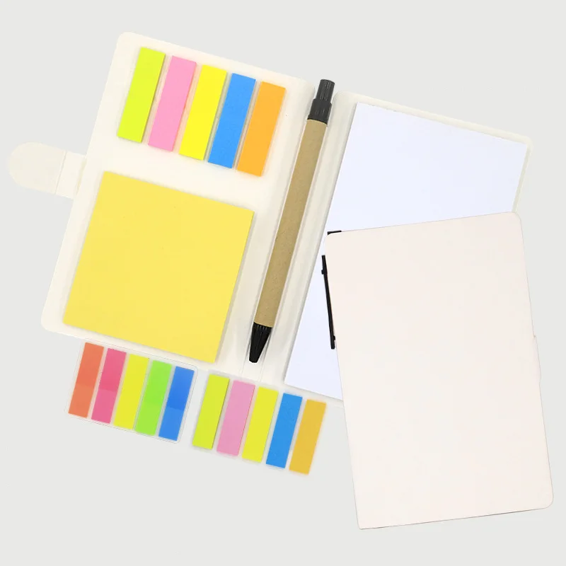 Custom Kraft paper cover Stationery set 5-color memo pad  Notepad with pen
