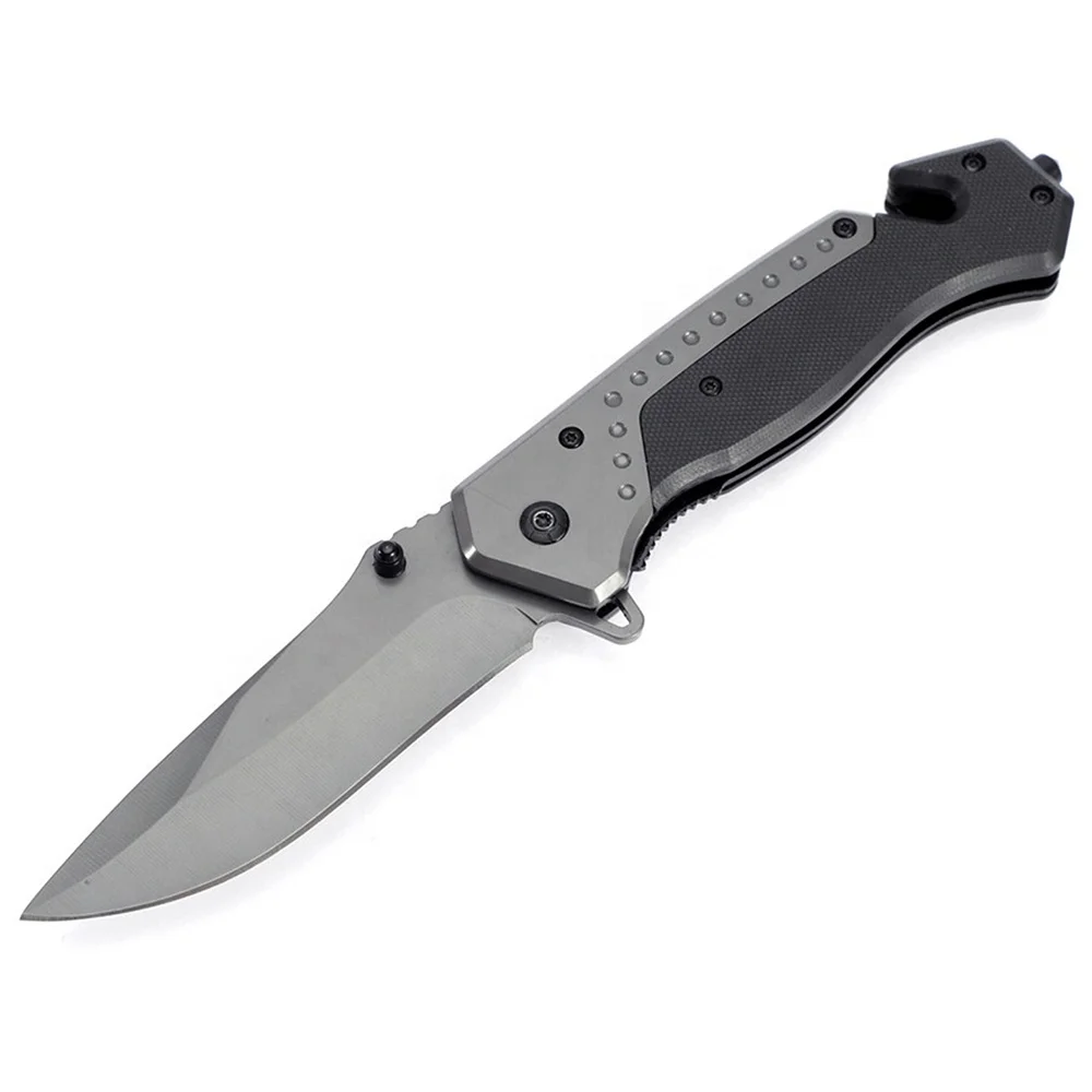 Wholesale Grey Titanium Plated Blade G10 Handle Outdoor Survival Camping Tactical Folding Pocket Knife