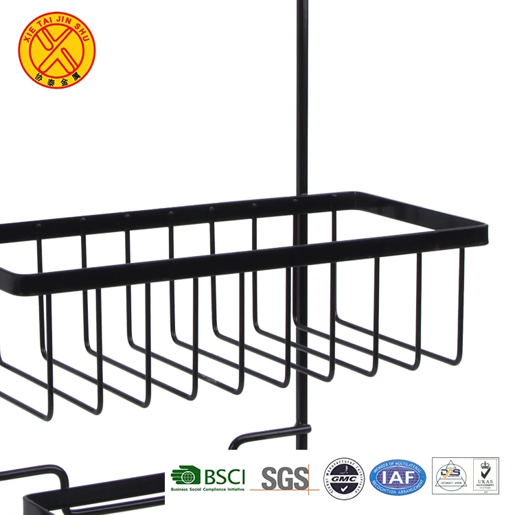Cheap Price Bathroom Organizer Storage Rack Stainless Steel Shower Caddy Bathroom Rack Black Bathroom Shelf