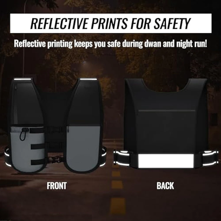 BSCI ISO Running Vest with Water Bottle, Lightweight and Reflective Phone Holder , Breathable Hydration