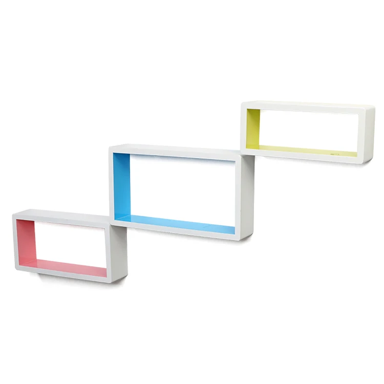 Decorative Wall Mount Home Shelf Floating Intersecting Cube Accent Wall Book Shelf Bookcase