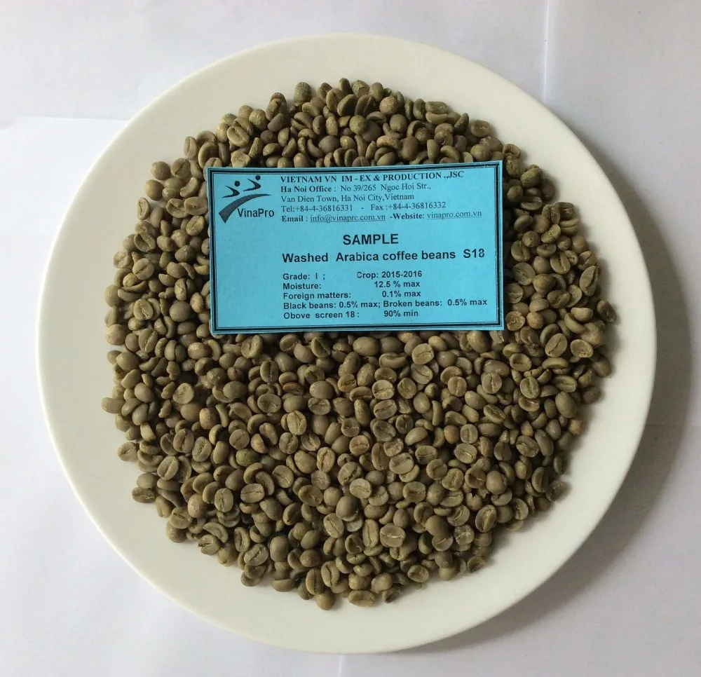 Organic 100% natural Washed Arabica S16 premium quality Vietnamese coffee beans competitive price