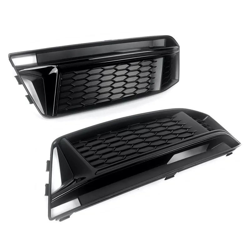 For 2016-2018 Audi A4 B9 S-Line S4 Gloss Black Front Fog Light Lamp Grille Cover
