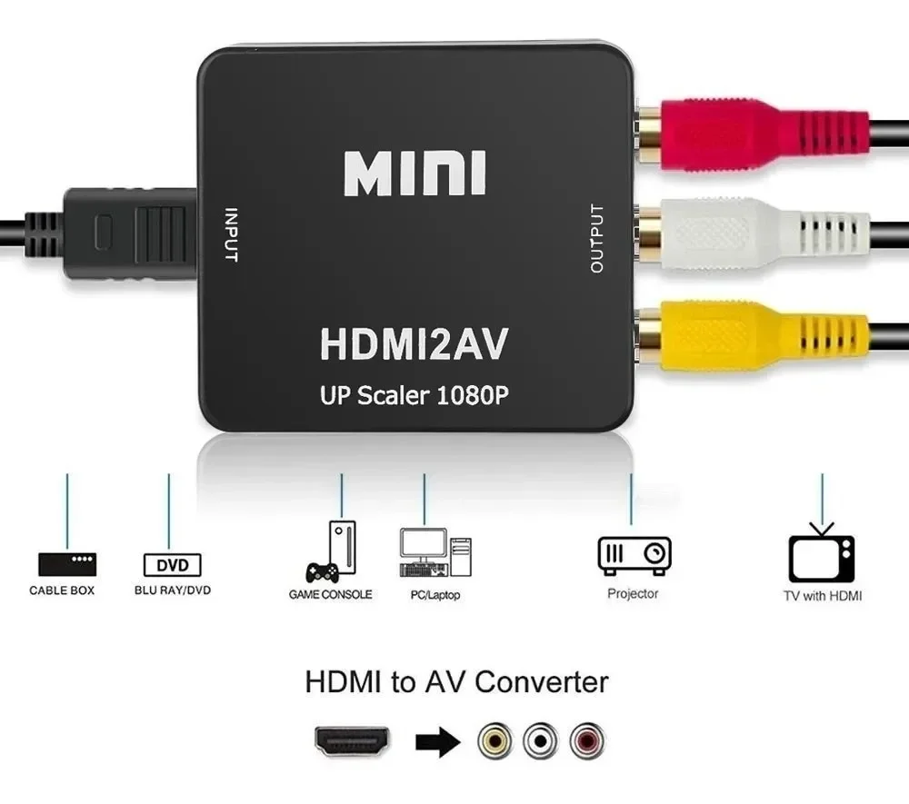 Высококачественный Мини hd 1080p вход с кабелем видео и аудио Hdm i2av преобразователь 2 av 3 cvbs адаптер hdm i к