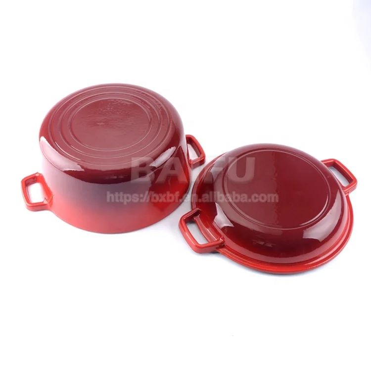 2 in 1 Cast iron casserole Enameled cast iron dutch oven set cast iron pan