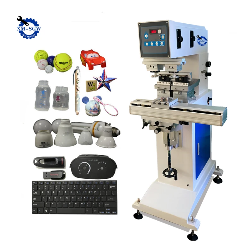 2 Two Color Pad Printing Machine Sealed Closed Ink Cup Tampo Printer Watch Dial Pen Pneumatic Pad Printers With Shuttle