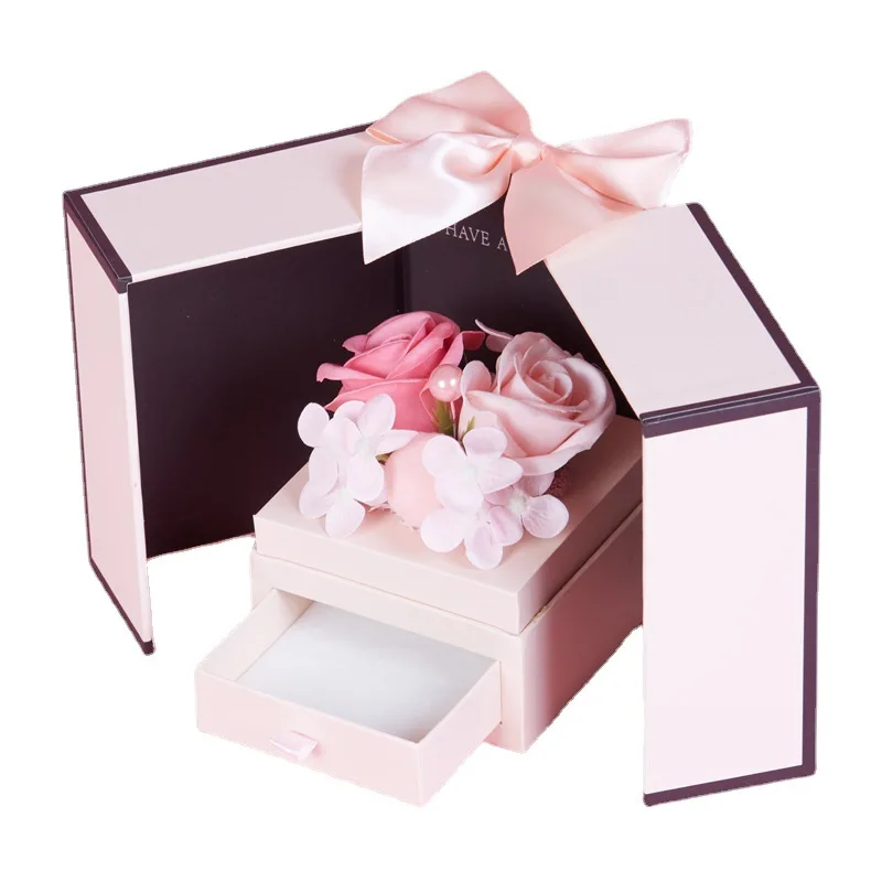 Custom Logo Mini Round Flower Box Cardboard Single Rose Flower Box Gift boite cadeaues