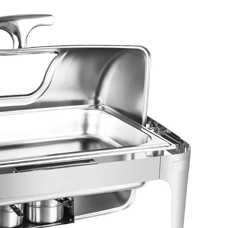 9L Chafer Hot Food Display Warmers Mirror Cover Polish Box Frame Surface Commercial Hotel Buffet Food Warmer