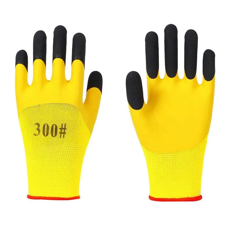Summer Nylon Latex Foam Breathable Reinforced Finger Gloves for Construction Machine Agriculture Outdoor Work Safety