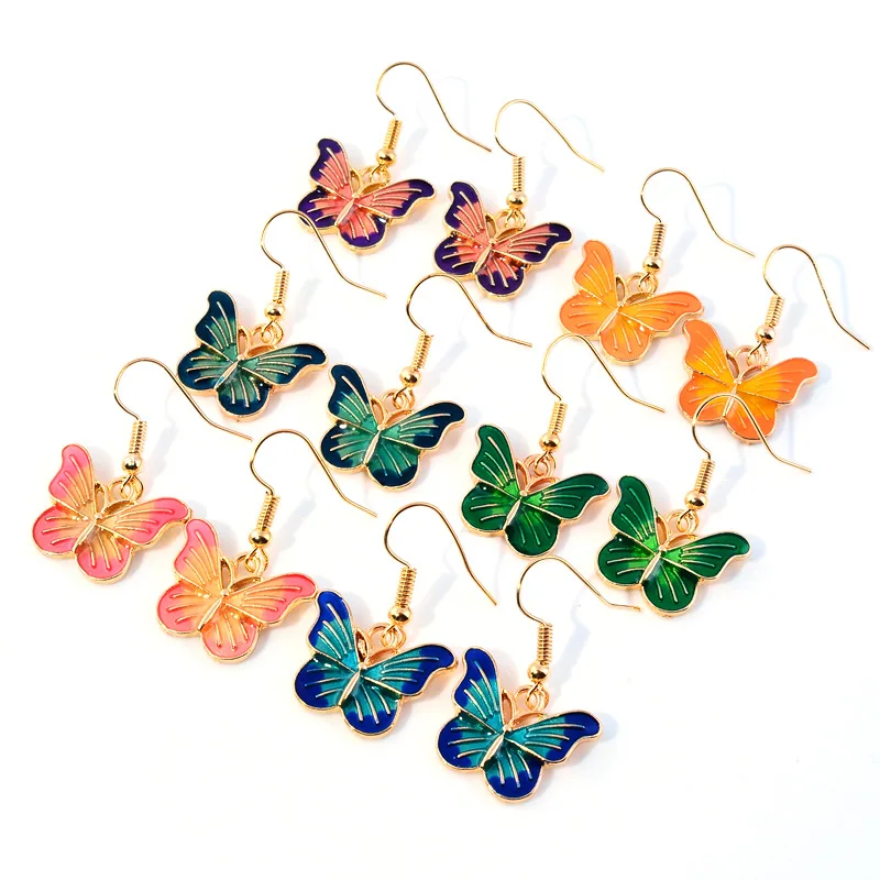Factory Price Wholesale Alloy With Gold Plated Hook Butterfly Wing Earrings Jewelry for Women