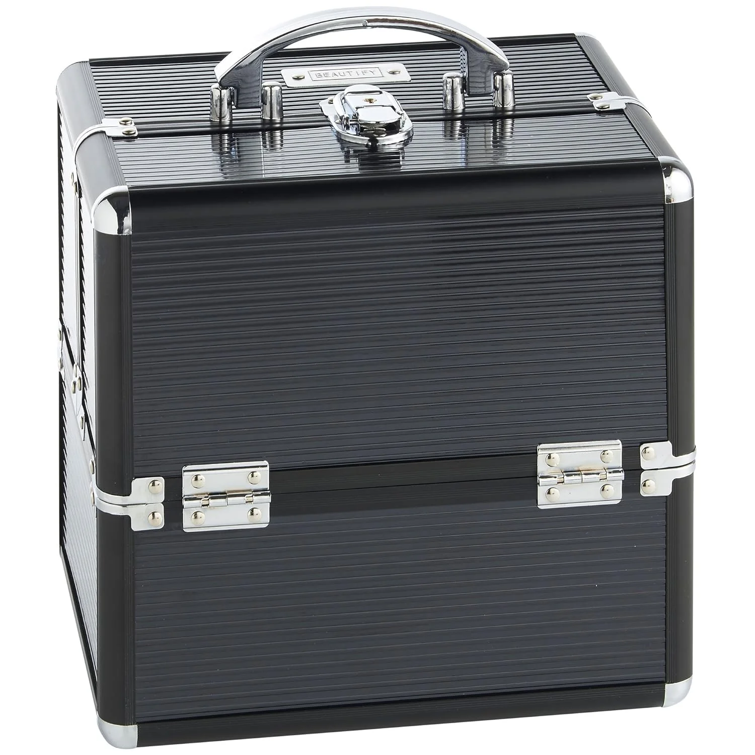 Professional Rose Gold Acrylic Makeup Artist Travel Train Case Open Closure Cosmetic Storage Organizer Printed Candy Flower