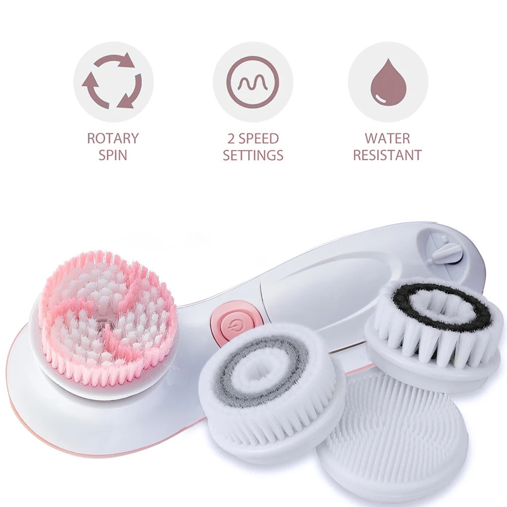 In STOCK 4 In 1Multi-function Waterproof Facial Cleansing Brush Set vibrating wireless Electric Facial Brush