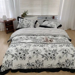 Hot selling factory outlet high quality korean style  elegant sheet bed set wash painting  bedding set