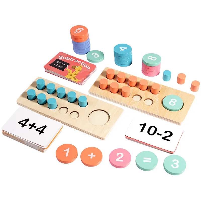 CPC CE Educational Ten Frame Math Toys Maths Teaching Aids Addition Subtraction Wooden Counting Peg Board Math Counting Toys