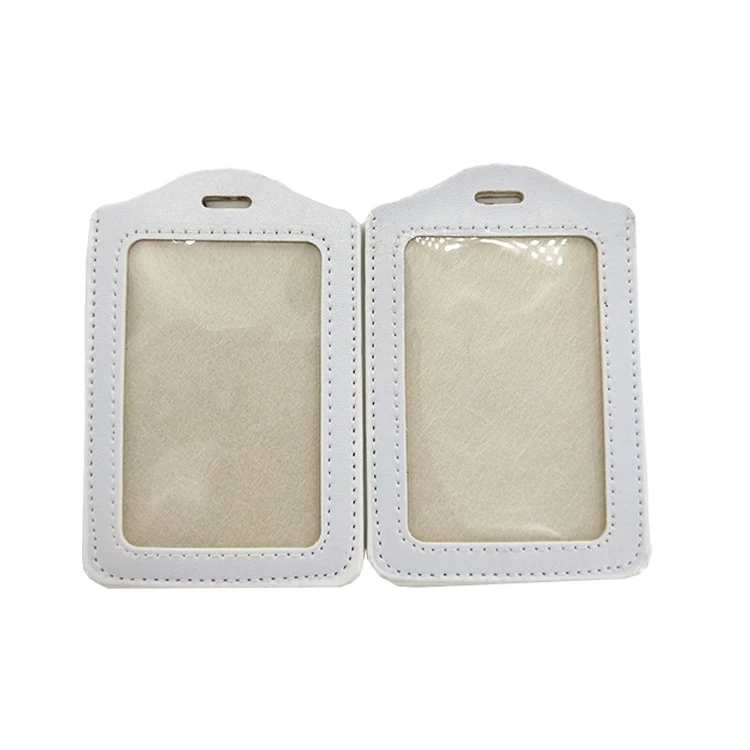 Factory price plastic ID card holder, PU leather lanyard id card badge holder, PVC ID badge holder for lanyard