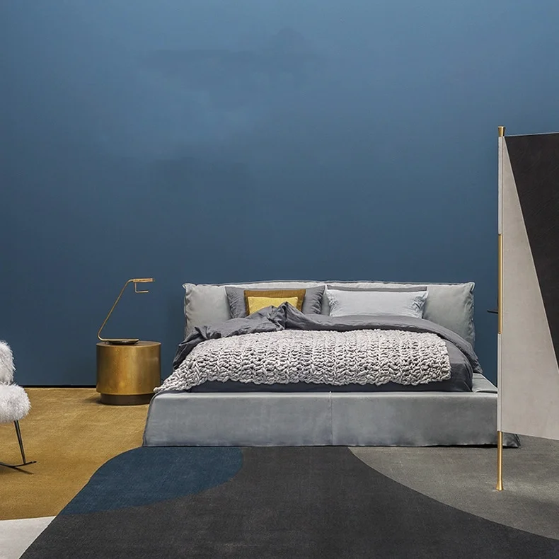 WESOME Modern Design High Quality Headboard Soft Bed Luxury Beds Bedroom Furniture Wooden Up-holstered Beds