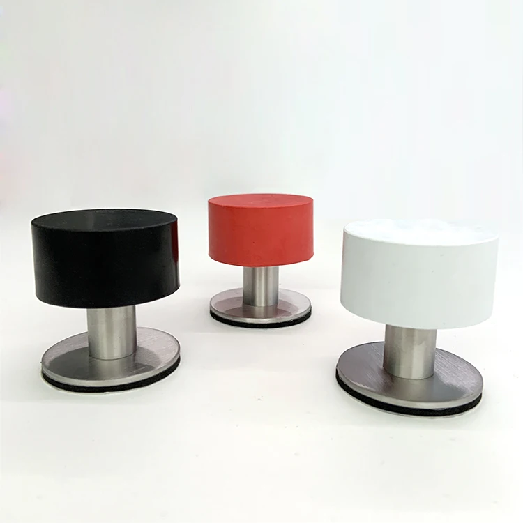 Fast installation self-adhesive stainless steel door stops black door stopper