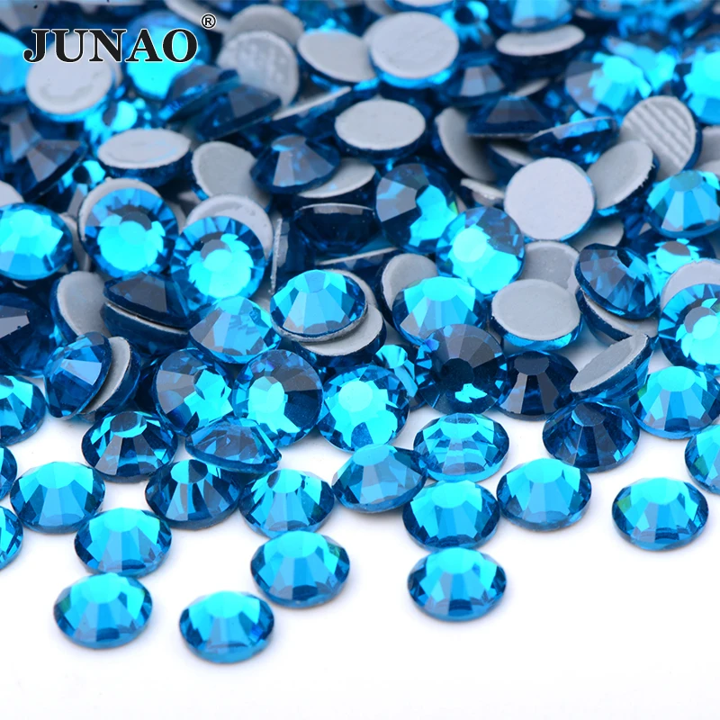 JUNAO Wholesale SS3-SS30 Bulk Package Round Glass Crystal Strass Flatback Hotfix Rhinestones For Garment Decoration