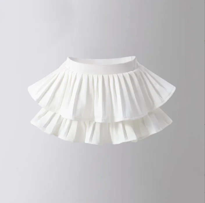 Girl pure color short skirt pleated skirt  casual girl short skirt black kids