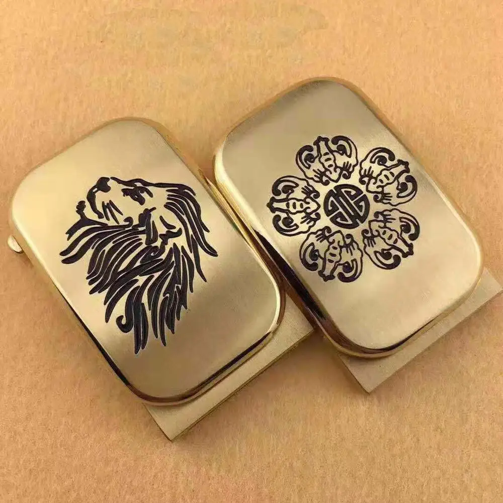 Direct factory manufacturer inner size 35mm lion head solid brass automatic belt buckle