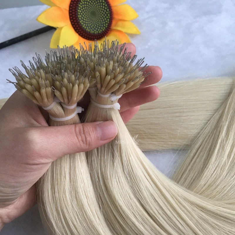 Wholesale Nano Ring Human Hair Extensions Silicon 100% Russian  Nano Ring Double Drawn Remy Human Hair Extension For Nano Ring