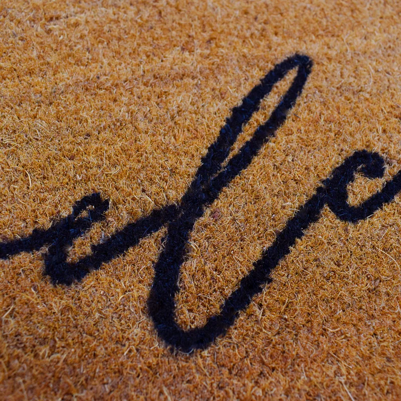 Front Door rugs Entryway Outdoor carpet with Heavy Duty Front Porch Welcome Entry Brown Mat with Black Font Coco coir Doormat