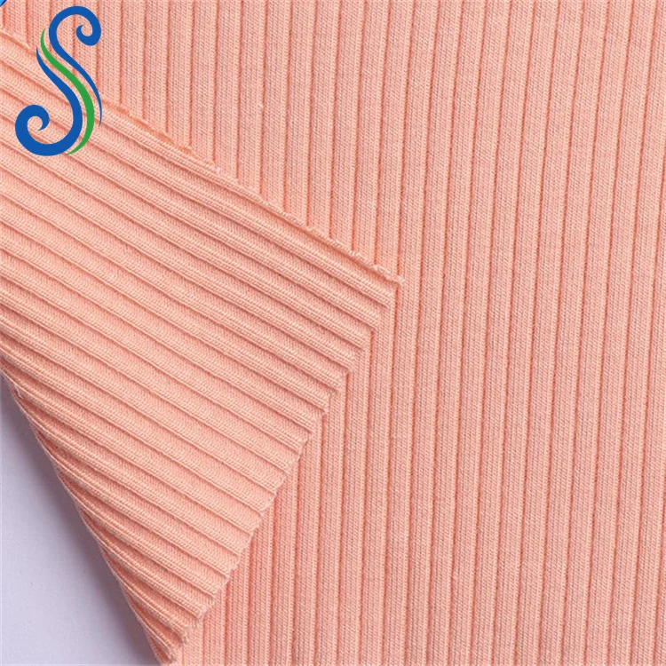 Wrinkle Resistant 4x2 Rib Bamboo Organic Cotton Spandex Knitted Fabric for Women Clothes
